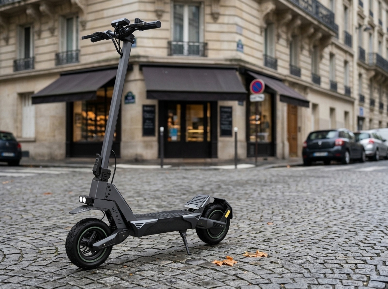 La X1 sur une rue pavée parisienne